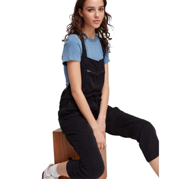ARITZIA Wilfred‎ Free Valletta Overalls Black Size S Cropped Romper Casual Boho - Picture 2 of 13